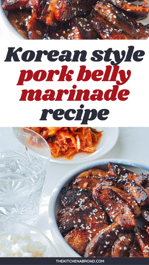 Experience the delicious flavors of Korea with this easy Korean-Style Pork Marinade. Whether you're a fan of Korean food or looking for easy Korean recipes, this savory and simple marinade is a delightful way to enjoy the taste of Korea at home. Try it now! Korean Bbq Pork Recipes, Korean Pork Marinade, Korean Meat Marinade, Korean Bbq Pork Belly Marinade, Pork Belly Marinade Recipe, Pork Belly Marinade, Asian Style Pork, Korean Bbq Marinade, Korean Pork Belly