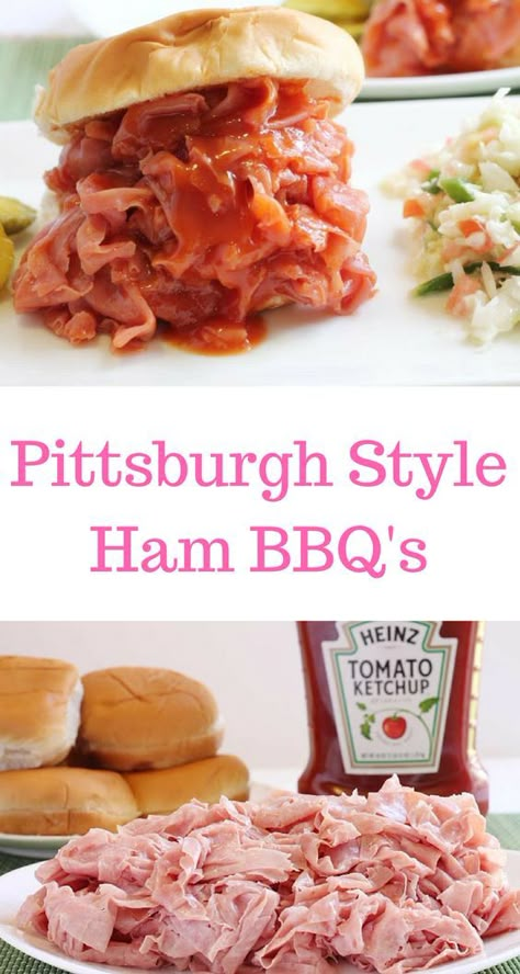 Ham Bbq Recipe, Ham Barbecue Recipe, Ham Barbecue, Bbq Ham, Ham Bbq, Ham Sandwich Recipes, Pittsburgh Food, Barbecue Recipe, Barbecue Sandwiches