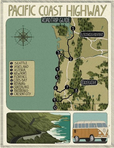 Map to get you pumped for your pacific coast highway road trip! Museum-quality art prints made on thick and durable matte paper. • Paper thickness: 10.3 mil • Paper weight: 5.6 oz/y² (192 g/m²) • Giclée printing quality • Opacity: 94% Libby Frame, Coos Bay Oregon, Pacific Coast Highway Road Trip, Frame Illustration, Road Trip Map, Dorm Art, Life Map, Tulip Print, Pacific Coast Highway