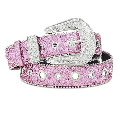 Kajeer Rhinestone Belt for Men Women, Vintage Cowgirl Sequin Diamond Bling Belts for Jeans (Pink, M: fits pants 34"- 39") at Amazon Women’s Clothing store Belts 2000s, Belts Y2k, Mens Belts Casual, Belt For Jeans, Cowgirl Belts, Bling Belts, Western Buckles, Pink Belt, Diamond Bling