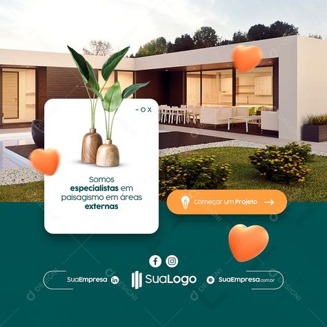 Somos Especialistas em Paisagismo Arquitetura Social Media PSD Editável [download] - Designi Delta House, Inmobiliaria Ideas, Web Ads, Real Estates Design, Creative Advertising Design, Graphic Design Ads, Social Media Design Graphics, Creative Advertising, Advertising Design