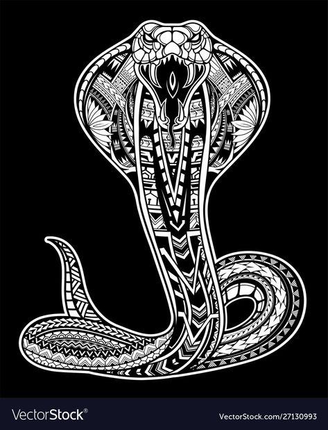 Maori Snake Tattoo, Kobra Tattoo Cobra Snake, King Cobra Snake Tattoo Design, Cobra Tattoo Back, King Kobra Tattoo, King Snake Tattoo, Egyptian Cobra Tattoo, King Cobra Snake Tattoo, Cobra Head Tattoo