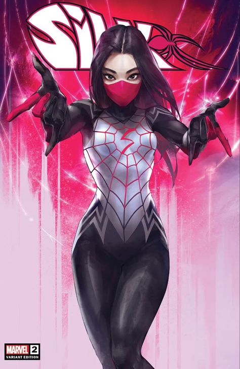 Silk vol 5 #2 | Variant cover art by Ivan Tao Female Spiderman, Silk Spiderman, Spider Gwen Art, Spiderman Characters, Silk Marvel, Spider Silk, Marvel Heroines, Spiderman Drawing, Spider Art