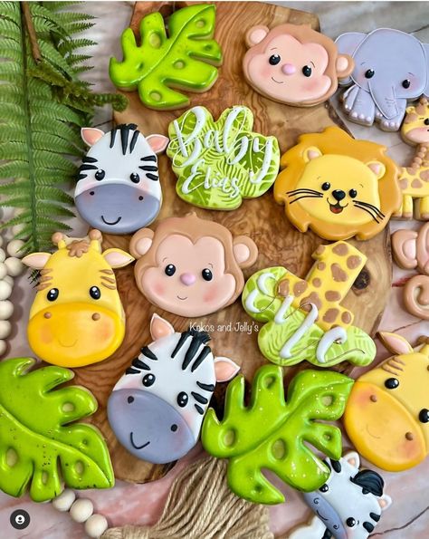 Safari Theme Birthday Party, Diy Baby Shower Centerpieces, Safari Cookies, Farm Cookies, Fox Birthday, Safari Theme Birthday, Fondant Cupcake Toppers, Sugar Cookie Designs, Baby Cookies