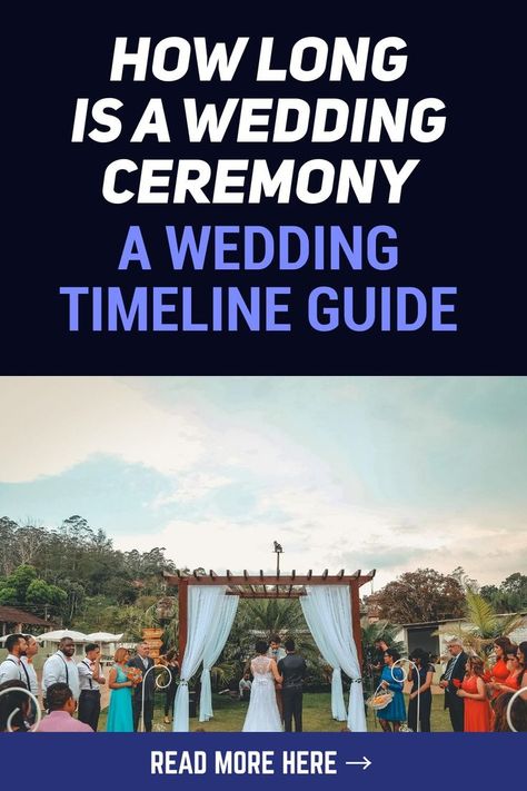 One of the most essential characteristics of a well-planned wedding is good timing. The wedding ceremony, in particular, needs to have all the elements of matrimony be carried out smoothly and promptly. It is vital to know how long a marriage ceremony will run since it is the focal event and its schedule affects the timetable of the rest of the wedding day’s activities. Ceremony Schedule, Wedding Officiant Script, S Activities, Wedding Day Timeline, Ceremony Wedding, Wedding Timeline, Wedding Officiant, Marriage Ceremony, Long A