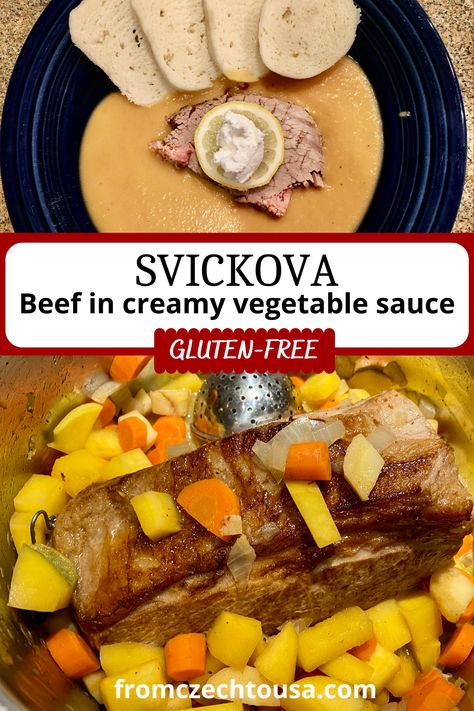 Svickova Recipe, Slovakian Food, Czech Food, Slovak Recipes, Beef Sirloin, Czech Recipes, Gf Recipes, Gluten Free Dinner, Gluten Free Cooking