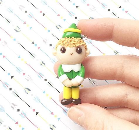 Clay Elf Diy, Grinch Polymer Clay, Grinch Clay Ornament, Buddy The Elf Ornaments, Polymer Clay Elf On The Shelf Accessories, Mini Creations, Clay Christmas, Christmas Clay, Buddy The Elf