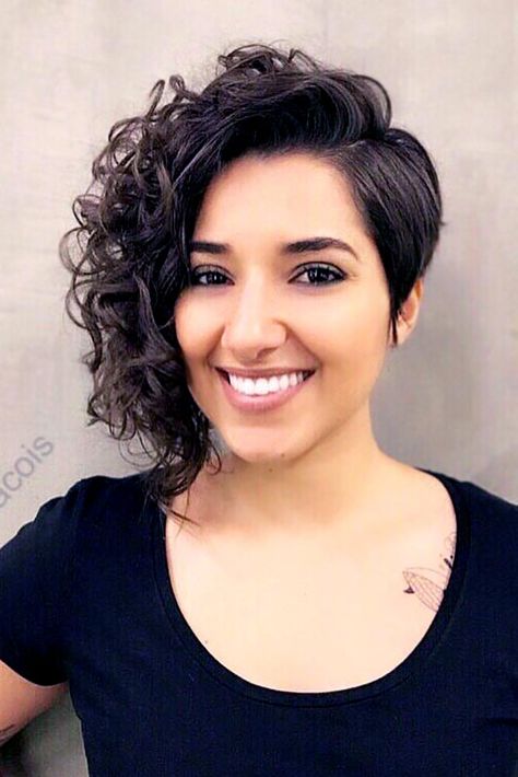 Short A Symmetrical Bob, Asymmetric Hair, Asymmetrical Curly Hair, A Symmetrical Bob Curly Hair, Asymmetrical Pixie Curly Hair, Assymetrical Curly Hair, Asymmetrical Haircut Curly, Asymmetrical Haircut Short Curly, Asymmetrical Bob Short Edgy Curly