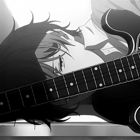 Anime Guy Black And White, Given Guitar, Black And White Pfp Boy, Manga Icons Black And White, Miku Hinasaki, Angry Anime Face, Black And White Anime Pfp, Mafuyu Icon, Pfp Black And White