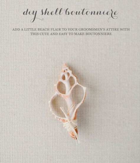 Beach Wedding DIY Shell Boutonniere for the Groom Seashell Boutonniere, Wedding Boutineers, Shell Boutonniere, Diy Beach Wedding, Annapolis Wedding, Wedding Collage, Dream Beach Wedding, Beachy Wedding, Boho Beach Wedding