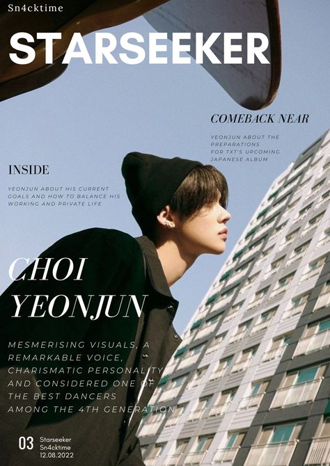 Yeonjun Magazine Cover, Txt Magazine Cover, Kpop Magazine Cover, Yeonjun Vogue, Yeonjun Magazine, Txt Magazine, Yeonjun Poster, Kpop Magazine, Poster Edit