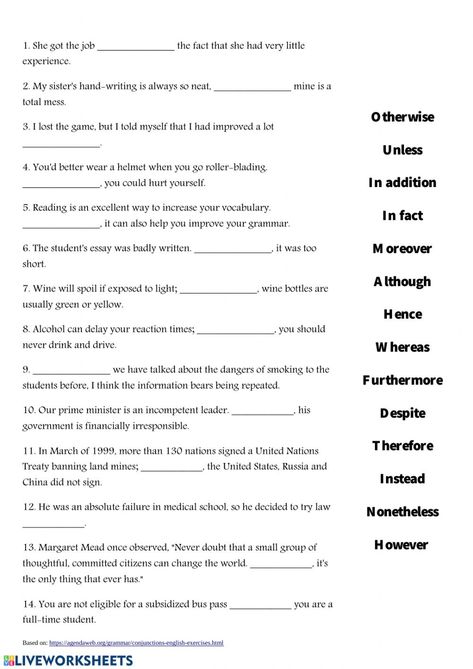 Linking words worksheet Linking Verbs Worksheet, English Liveworksheet, Conjunctions Worksheet, Word Puzzles For Kids, Connecting Words, Linking Verbs, Linking Words, Vocabulary Exercises, Esl Teaching Resources