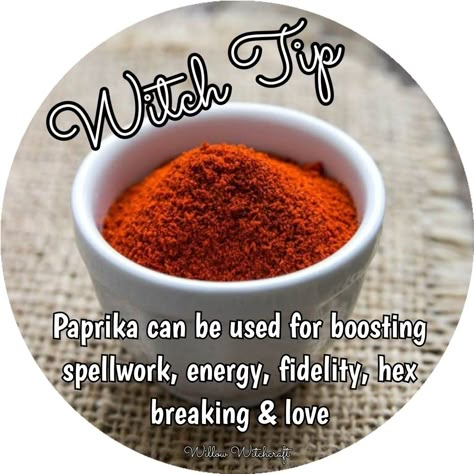 Willow Witchcraft Paprika Witchcraft, Paprika Witchcraft Uses, Cinnamon Witchcraft, Cayenne Pepper Spell, Red Pepper Magical Properties, Paprika Magical Properties, Cayenne Pepper Magical Properties, Magical Properties Of Allspice, Hoodoo Magic