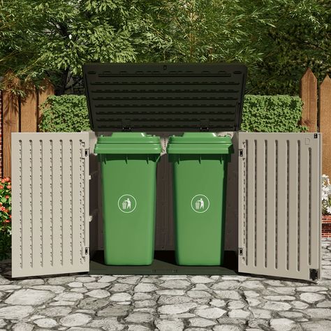 Faster shipping. Better service Outdoor Garbage Storage, Trash Can Storage Outdoor, Garbage Can Storage, Garbage Storage, Outdoor Trash Cans, Plastic Trash, Trash Containers, Deck Designs Backyard, Deck Box Storage