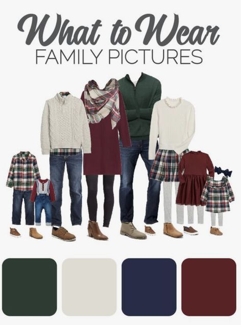 Fall Family Pictures Outfits Color Schemes Green, Family Picture Outfits Maroon, Christmas Color Family Pictures, Green And Burgundy Family Photos, Christmas Photo Clothing Ideas, Blue And Green Holiday Photo Outfits, Fall Family Pictures Outfits Red, Family Plaid Pictures Outfit Ideas, Tan And Green Family Photo Outfits