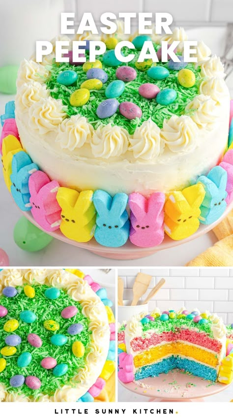 Peep Cake, Easter Cake Ideas, Easter Desserts Cake, Easter Cake Easy, Easter Deserts, Peeps Cake, Bunny Peeps, Easter Party Food, Peeps Easter