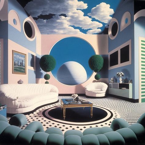 Surreal Set Design, Surrealism Interior Design, Surrealism Room, Surrealist Decor, Surrealist Aesthetic, Surrealism Interior, Surreal Bedroom, French Cowboy, Surreal Room