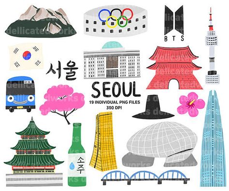 Excited to share this item from my #etsy shop: Seoul ClipArt, South Korea Sticker Clipart. Card Making Cute ClipArt, Goodnotes Stickers, Commercial Clipart, Hand Painted ClipArt, Korean Stickers Png, Korea Scrapbook, Korea Drawing, Korea Stickers, Korea Illustration, Sticker Clipart, Korean Illustration, South Korea Seoul, Korean Stickers