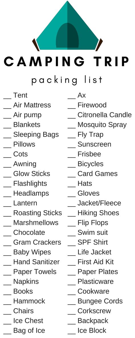 Packing List for Camping - Mommy Travels Packing List For Camping, List For Camping, Camping Trip Packing List, Camping Ideas For Couples, Camping Scavenger Hunts, Trip Packing List, Camping Essentials List, Camping Packing List, Trip Packing