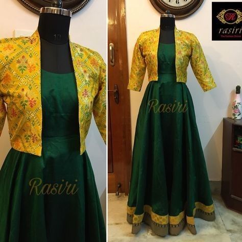 Varshini Sounderajan, Brocade Jacket, Designer Anarkali Dresses, Long Gown Design, Half Sarees, Lehnga Dress, Anarkali Dress Pattern, Sari Dress, Long Kurti Designs