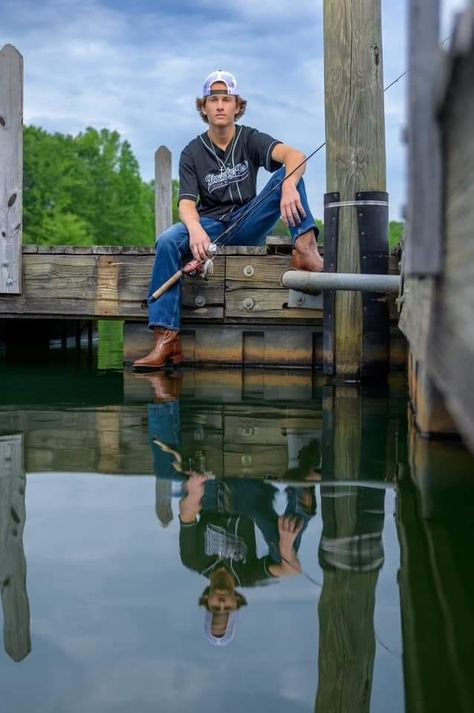 Senior Fishing Pictures Photo Ideas, Senior Picture Ideas For Hunters, Senior Pictures With Fishing Pole, Boys Fishing Photo Shoot, Senior Pictures Railroad Tracks Guys, Senior Photos Lake Guy, Senior Pictures Lake Guys, Senior Pictures Fishing Boys, Senior Boy Fishing Pictures