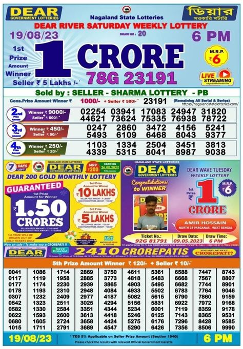 Nagaland State Lottery Live Draw Today Result 6 PM 19.08.2023 Lottery Result Today, Lottery Drawing, Online Lottery, Daily Day, Lottery Games, Lottery Results, Winning Numbers, Lottery Tickets, Financial Health