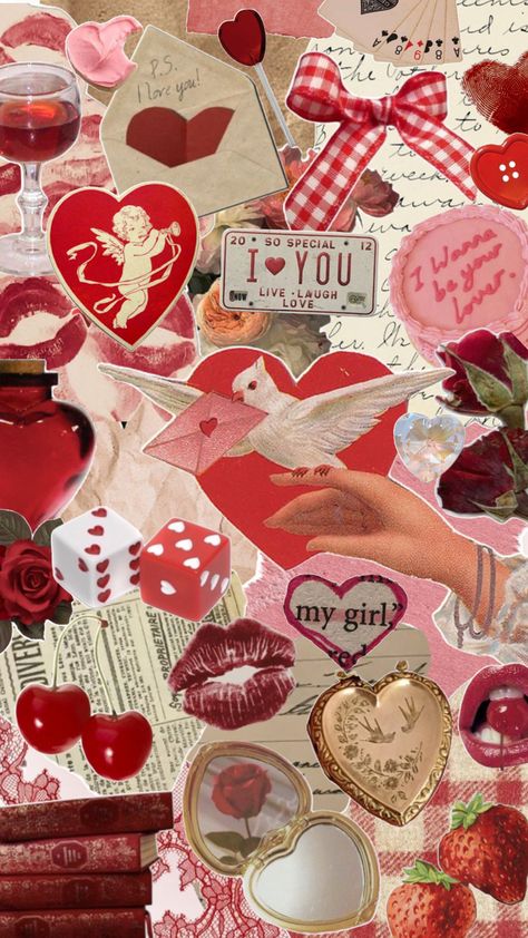 valentines moodboard collage background Valentines Aesthetic, Candy Wallpaper, Red Collage, Phone Background Wallpaper, Diy Room Decor Videos, Trippy Painting, Wallpaper Girly, Artsy Photos, Instagram Background