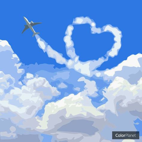 Heart Sky, Colored Pencil Artwork Ideas, Oil Painting App, Airplane Painting, Airplane Drawing, Colored Pencil Artwork, Oil Pastel Paintings, Airplane Art, Dry Pastel