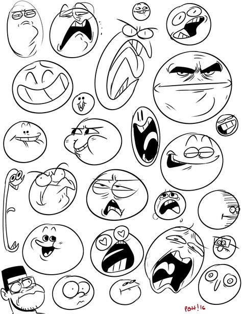 Reaction Face Drawing, Animate Mouth Movement, Funny Cartoon Expressions, Screaming Expression Drawing, Funny Expressions Drawing, Cartoon Laughing Face, Cartoon Expressions Faces, Confused Character, Character Cartoon Design