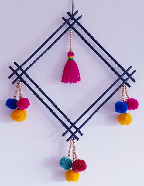 Woolen Crafts, Wall Hanging Design, Diwali Ideas, Woolen Craft, Hanging Design, Diy Yarn Crafts, Diy Wall Art Decor, Wall Hanging Crafts, Design For Home