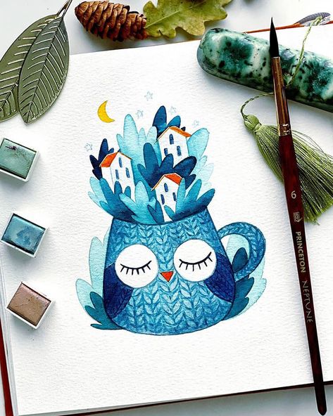 Beautiful Dawn, Watercolor Supplies, Painting References, Owl Mug, Posca Art, Watercolor Projects, Watercolor Paintings Easy, Watercolor Flower Art, Watercolor Painting Techniques