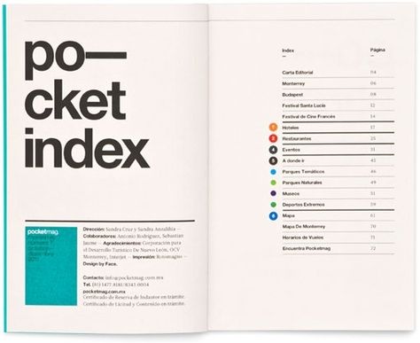 Pocket Index Table of Contents | Layout in Print Design Table Of Contents Design, Index Design, Editorial Design Layout, Desain Editorial, Collateral Design, Booklet Design, Brochure Layout, Typography Layout, Editorial Magazine