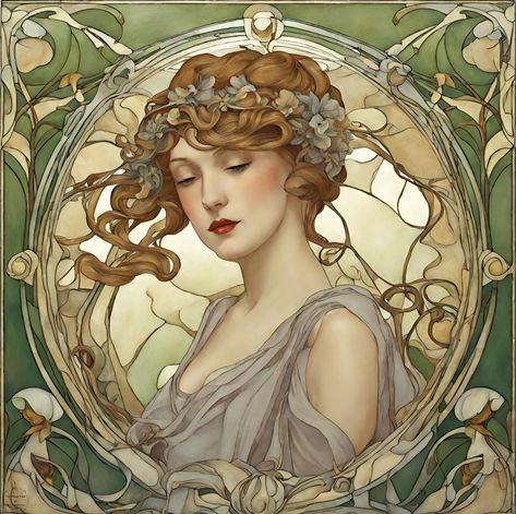 Solstice Art, Illustration Art Nouveau, Helen Of Troy, Alphonse Mucha Art, Mucha Art, Art Nouveau Illustration, Portrait Vintage, Art Nouveau Poster, Art Deco Posters