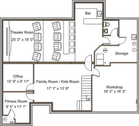 Home Theater Layout Plan, Basement Ideas Plan, Bloxburg Basement Layout Ideas, Home Theater Floor Plan, Home Theatre Plan, Townhouse Ideas Interiors, Basement Plans Layout Design, Media Room Floor Plan, Basement Design Ideas Layout House Plans