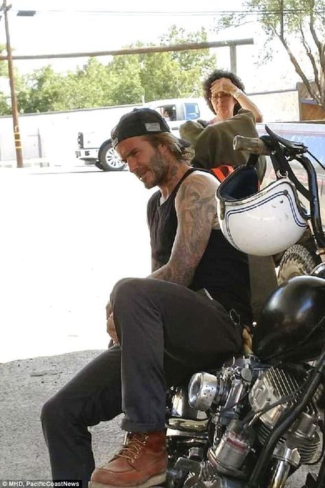 Biker Style Men, Harley Davidson Fatboy Custom, Mens Suit Colors, David Beckham Style, Heavy Duty Boots, Bend It Like Beckham, Biker Photography, Man Dressing Style, Mens Fashion Wear