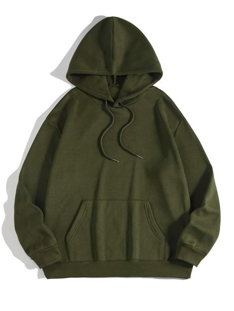 Free Returns ✓ Free Shipping On Orders $49+ ✓. Kangaroo Pocket Drawstring Thermal Hoodie- Women Sweatshirts at SHEIN. Thermal Hoodie, Mens Halloween Costumes, Mens Loungewear, Green Hoodie, Hooded Sweatshirt Men, Hoodie Outfit, Solid Clothes, Pullover Shirt, Mens Costumes