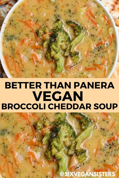 Vegan Broccoli Cheddar Soup, Vegan Diner, Wraps Vegan, Vegan Broccoli, Vegan Soup Recipes, Broccoli Cheddar Soup, Tasty Vegetarian Recipes, Cheddar Soup, Broccoli Cheddar