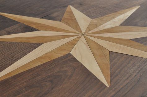 Here is a close up shot of the inlay on the top of the table Nautical Star, Wood Inlay, On The Top, The Table, The Top, Close Up, Nautical, Wood