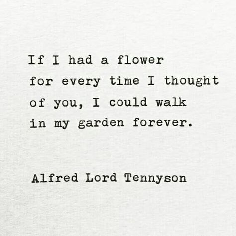 I Could Walk In My Garden Forever, A Flower For You Quote, Garden Of Love Quotes, Love Quotes About Flowers, Flower Love Quotes For Him, Garden Love Quotes, Flower Love Poem, Alfred Lord Tennyson Poems, Flowers From Boyfriend Quotes