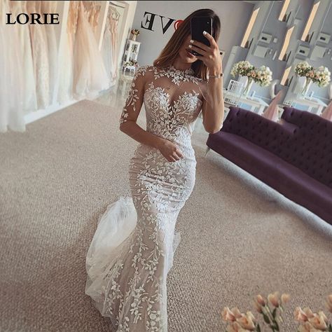 Smarter Shopping, Better Living! Aliexpress.com Western Turquoise Wedding, Siren Wedding Dress, Wedding Guatemala, Elegant Wedding Dress Mermaid, Western Wedding Theme, Mermaid Wedding Dress With Sleeves, Mermaid Trumpet Wedding Dresses, Long Sleeve Mermaid Wedding Dress, Dress Organza