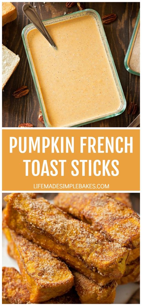 These pumpkin french toast sticks are a fun twist on a family favorite. They're ready to go in just 15 minutes are perfect for little fingers to dunk! #pumpkinfrenchtoaststicks #frenchtoaststicks #pumpkin #frenchtoast #pumpkinfrenchtoast Delicious French Toast Recipe, Autumn Breakfast, Allergy Recipes, Life Made Simple, Pumpkin French Toast, French Toast Sticks, Fall Breakfast, Food Allergy, Toast Recipes