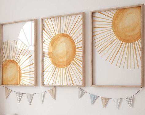 DigivitesPrints - Etsy Boho Sunshine Nursery, Boho Sun Nursery, Bright Nursery Decor, Nursery Scripture, Sun Nursery, Modern Nursery Wall Art, Mid Century Modern Nursery, Sunshine Nursery, Bright Nursery