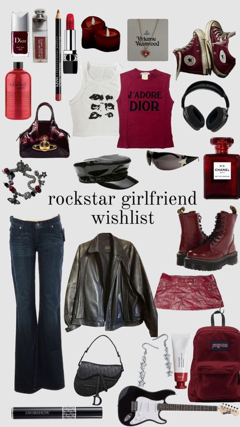 #vibes #beauty #outfitinspo #rock #rockstargf #rockstar #rockstargirlfriend #aesthetic #stargirl #ootd #grwm #wishlist #wishlistideas #wishlistinspo #wishlist2023 Revlon Black Cherry, Rockstar Girlfriend Outfit, Rockstar Aesthetic Outfits, 1990 Style, Rock Star Outfit, Rockstar Style, Rockstar Girlfriend, Rockstar Aesthetic, Downtown Outfits