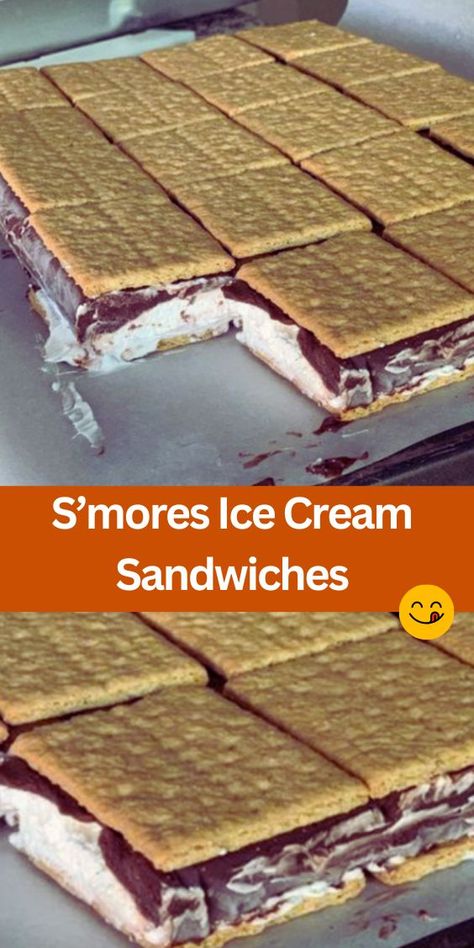 Smores Ice Cream Sandwich, Frozen Smores, Smores Ice Cream, Chocolate Fudge Sauce, Ice Cream Sandwiches Recipe, Marshmallow Cream, Easy To Make Desserts, Ice Cream Sandwiches, Marshmallow Creme