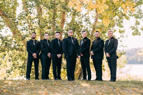 all black suits, green ties Black Suit With Green Tie, Black Suit Green Tie, Suit With Green Tie, All Black Suits, Suits For Groomsmen, Suits Green, Green Ties, All Black Suit, Suit Green