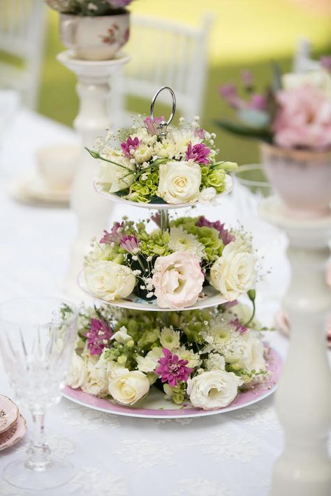 3-tier floral centerpiece stand from Laduree Tea Party at Kara's Party Ideas. See the gorgeous details at karaspartyideas.com! Bridal Shower Tea Party Ideas, Tea Party Centerpieces, Wedding Luncheon, Tea Party Ideas, Bridal Shower Tea Party, Tea Party Table, Royal Tea, Tea Party Theme, Bridal Shower Centerpieces