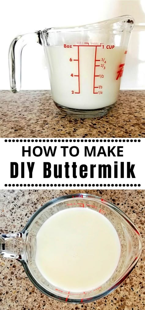 How To Make Buttermilk From 2% Milk, How To Make Your Own Buttermilk, Buttermilk From Scratch, Buttermilk How To Make, Diy Buttermilk How To Make, How To Make Buttermilk With Vinegar, Buttermilk Diy, Make Buttermilk From Milk, Home Made Buttermilk