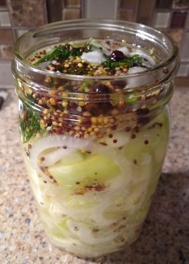 Senfgurken (German Mustard Pickles) - Insane in the Brine Mustard Pickle Recipe, Ginger Soda, Pickled Vegetables Recipe, Ginger Bug, Fermented Pickles, Mustard Pickles, Cucumbers And Onions, Pickling Spice, Refrigerator Pickles