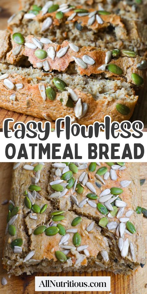 Need easy breakfast ideas to make at home? Try the ultimate healthy twist on traditional bread recipes with this flourless oatmeal bread! Packed with protein and hearty oats, it’s the perfect addition to your high protein diet. Healthy Oatmeal Bread Recipes, Flowerless Bread, Oatmeal Breakfast Bread, Healthy Protein Bread Recipes, Flourless Oatmeal Bread, Flourless Bread Recipes, Flourless Bread, Oatmeal Bread Recipe, Traditional Bread Recipe