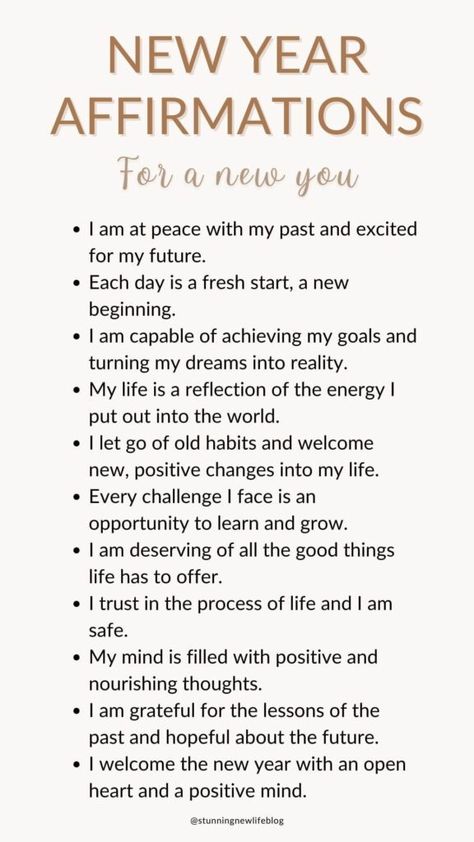 new-year-affirmations-for-a-new-you New Year 2024 Inspiration, New Year’s Eve Affirmations, Manifestations For New Year, Affirmation New Year, How To Manifest For The New Year, New Years Aspirations, Nye Affirmations, Monthly Affirmations January, New Years Meditation